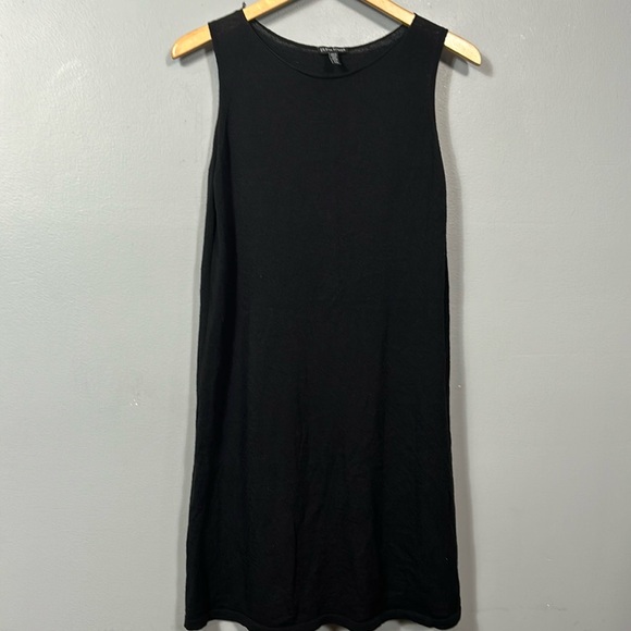Eileen Fisher Black Italian Wool Yarn Sleeveless Midi Crew Neck Dress size M - Picture 6 of 15